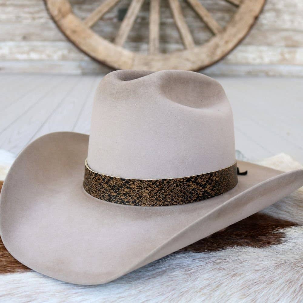 Brown Snake Print Leather Hat Band – Bespoke Hat Co display picture 3