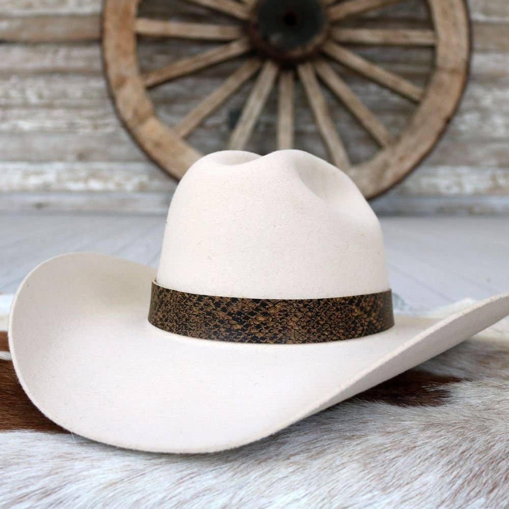 Brown Snake Print Leather Hat Band – Bespoke Hat Co display picture 1