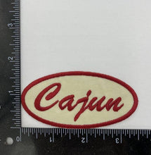 Load image into Gallery viewer, Cajun in Oval Cream, Red Embroidered Iron on Patch