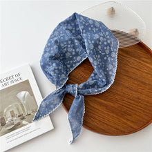 Load image into Gallery viewer, Lace Trim Cotton Linen Floral Triangle Scarf_CWASC0850