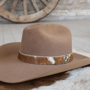 Cowhide Hat Band - Brown & White