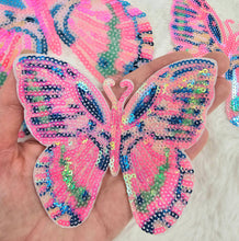 Load image into Gallery viewer, Pink Butterfly Sequin Iron On Patch