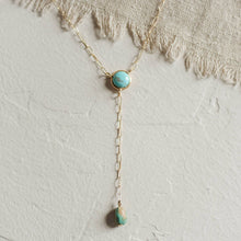 Load image into Gallery viewer, Lariat Necklace // Turquoise // Demi-Fine Gold