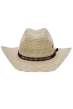 Load image into Gallery viewer, Kids Eyeleted Cutter Crown Palm Straw Cowboy Hat