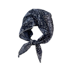 Load image into Gallery viewer, Lace Trim Cotton Linen Floral Triangle Scarf_CWASC0850