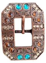 Load image into Gallery viewer, Copper Teal - Champagne - Topaz - Crystal Conchos Sizes from 1&quot;-3&quot; and Buckles