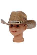 Load image into Gallery viewer, Kids Eyeleted Cutter Crown Palm Straw Cowboy Hat