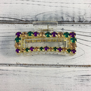 Mardi Gras gemstone claw clips