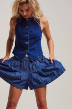 Load image into Gallery viewer, Fitted Gold Button Front Denim Vest