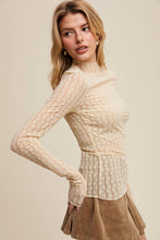Load image into Gallery viewer, Semi Sheer Textured Lace Long-Sleeve Layering Top LT1424