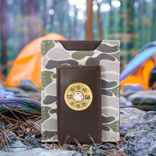 Load image into Gallery viewer, Shotshell Men's Magnetic Front Pocket Old School Camo Leather Wallet.