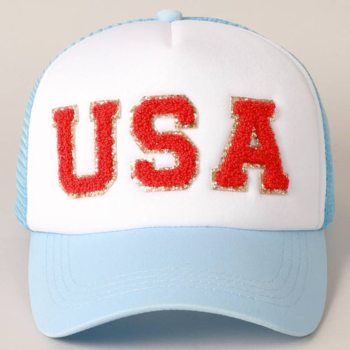 USA Chenille Patched Trucker Hat