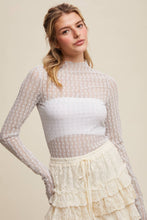 Load image into Gallery viewer, Semi Sheer Textured Lace Long-Sleeve Layering Top LT1424