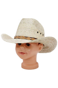 Kids Ridgetop Crown Palm Leaf Straw Cowboy Hat