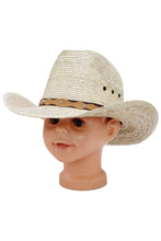 Load image into Gallery viewer, Kids Ridgetop Crown Palm Leaf Straw Cowboy Hat