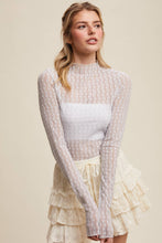 Load image into Gallery viewer, Semi Sheer Textured Lace Long-Sleeve Layering Top LT1424