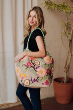 Load image into Gallery viewer, Green, Navy &amp; Multicolored Floral Tote