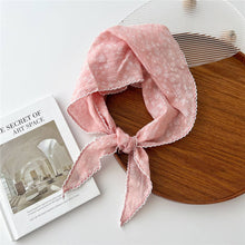 Load image into Gallery viewer, Lace Trim Cotton Linen Floral Triangle Scarf_CWASC0850