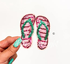Pink Sandals Summer Sequin Patch