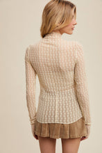 Load image into Gallery viewer, Semi Sheer Textured Lace Long-Sleeve Layering Top LT1424