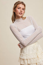 Load image into Gallery viewer, Semi Sheer Textured Lace Long-Sleeve Layering Top LT1424