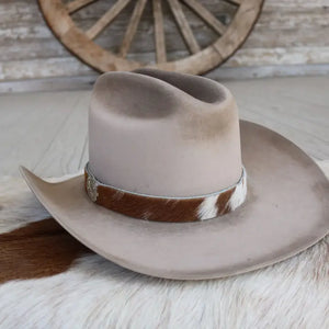 Cowhide Hat Band - Brown & White