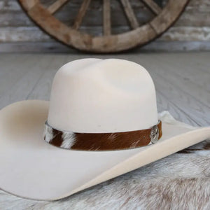 Cowhide Hat Band - Brown & White