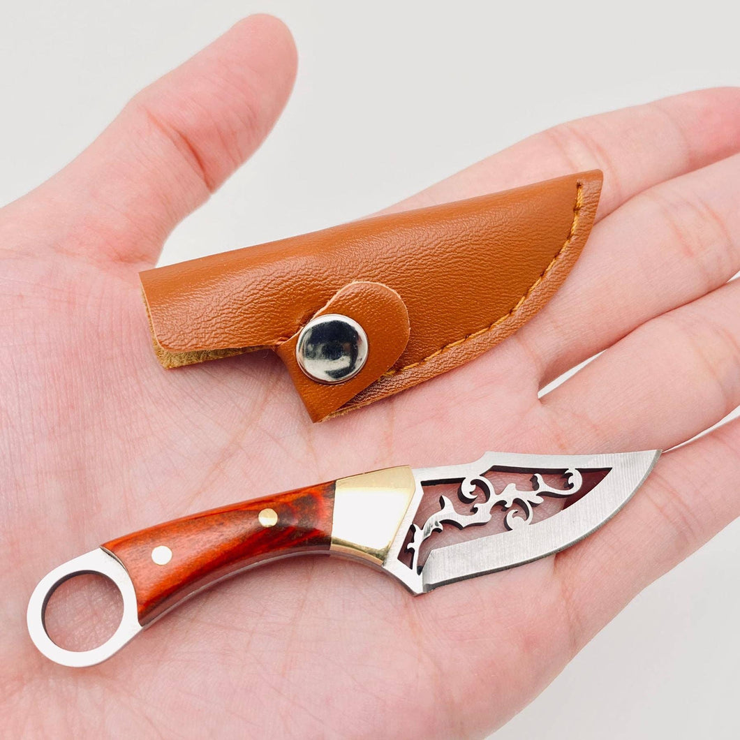 Hollow Blade Portable Wooden Handle Knife with Cover
