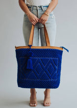 Load image into Gallery viewer, Electric Blue Diamond Pattern Tote