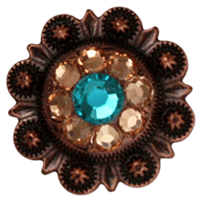 Load image into Gallery viewer, Copper Teal - Champagne - Topaz - Crystal Conchos Sizes from 1&quot;-3&quot; and Buckles