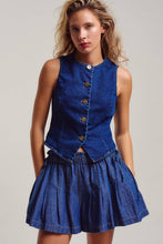 Load image into Gallery viewer, Fitted Gold Button Front Denim Vest