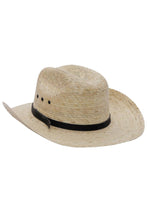 Load image into Gallery viewer, Kids Eyeleted Cutter Crown Palm Straw Cowboy Hat