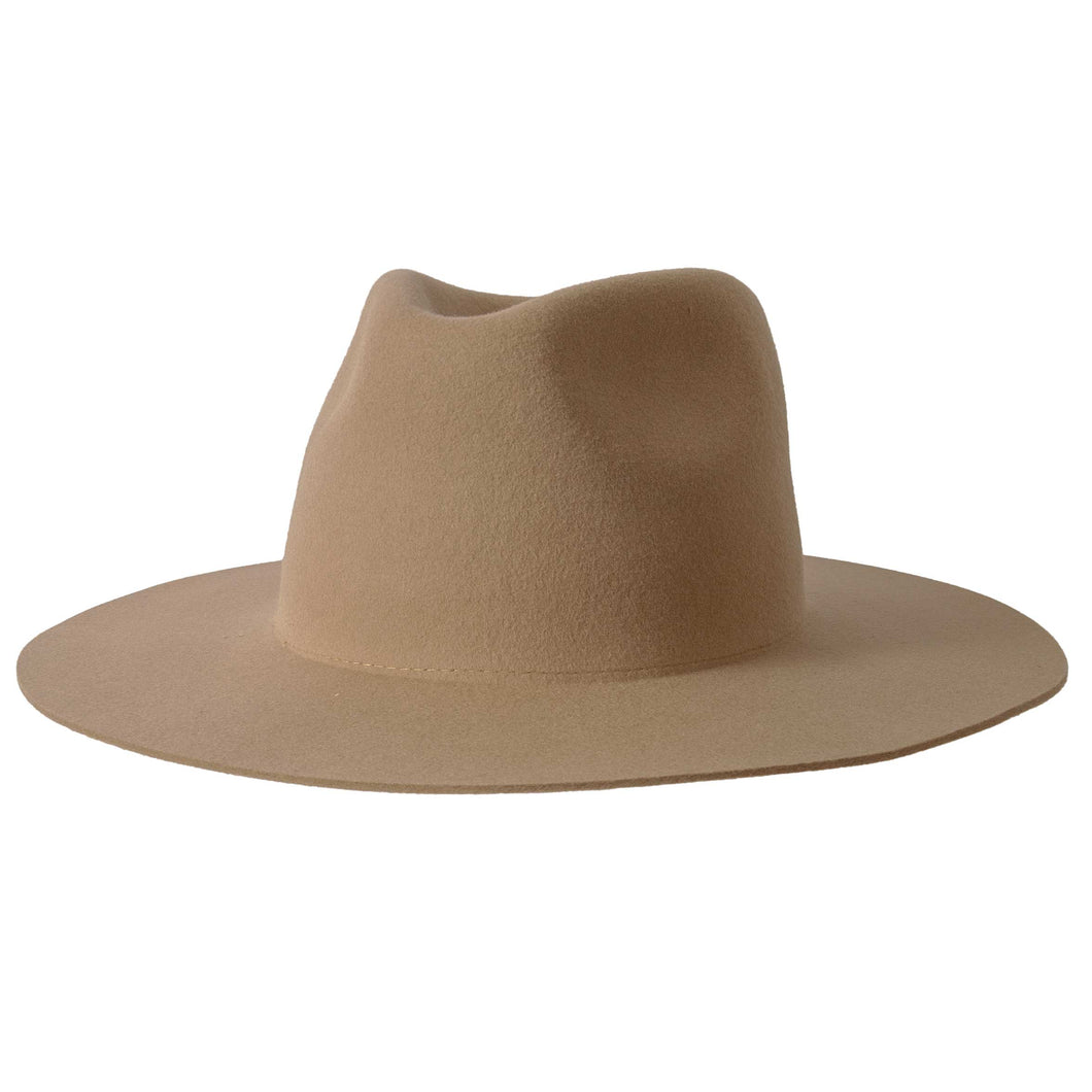 100% Wool Felt Flat Brim Fedora Hat - Style Rancher