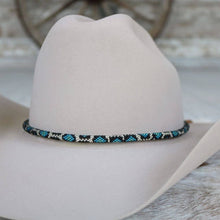Load image into Gallery viewer, Round Blue Snake Print Beaded Hat Band