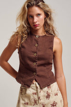 Load image into Gallery viewer, Fitted Gold Button Front Denim Vest