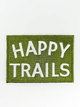 Load image into Gallery viewer, Happy Trails Embroidered Iron-On Patch Green and White