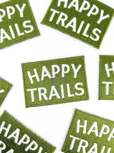 Load image into Gallery viewer, Happy Trails Embroidered Iron-On Patch Green and White