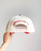 Load image into Gallery viewer, 250 USA High-Profile Hat - Navy, Red &amp; Cream