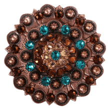 Load image into Gallery viewer, Copper Teal - Champagne - Topaz - Crystal Conchos Sizes from 1&quot;-3&quot; and Buckles