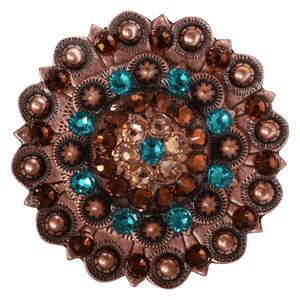 Copper Teal - Champagne - Topaz - Crystal Conchos Sizes from 1"-3" and Buckles