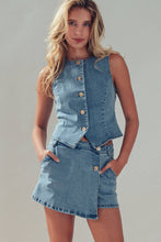 Load image into Gallery viewer, Fitted Gold Button Front Denim Vest