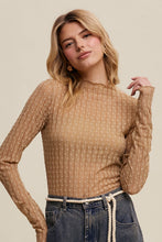 Load image into Gallery viewer, Semi Sheer Textured Lace Long-Sleeve Layering Top LT1424