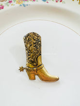 Load image into Gallery viewer, Western Aged Brass Cowboy Boot Hat Pin