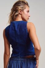 Load image into Gallery viewer, Fitted Gold Button Front Denim Vest