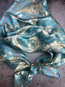 Turquoise Rust Paisley Wild Rag
