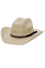 Load image into Gallery viewer, Kids Eyeleted Cutter Crown Palm Straw Cowboy Hat