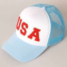 Load image into Gallery viewer, USA Chenille Patched Trucker Hat