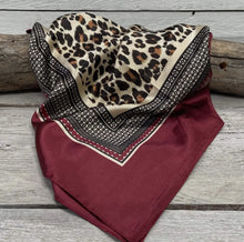 Load image into Gallery viewer, “35x35” Wine Leopard Print Wild Rag