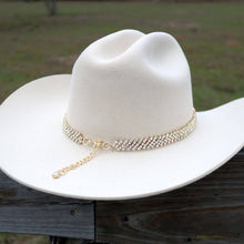 Load image into Gallery viewer, Gold Rhinestone Bling Hat Band - The Loretta