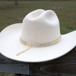 Gold Rhinestone Bling Hat Band - The Loretta